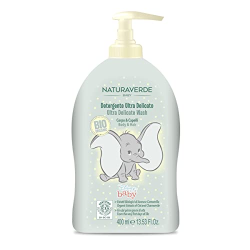 Disney Baby BIO ICEA Eco Cosmetics - Ultra Delicate Body & Hair Cleansing Gel mit Haferflocken- & Kamillenextrakten, 400 ml
