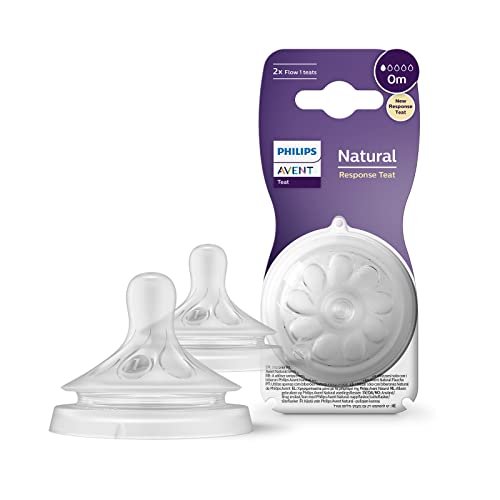 Philips Avent Natural Response Sauger – 2x Sauger für Babyflaschen mit Durchflussstärke 1, für Neugeborene ab 0 Monaten, BPA-frei (Modell SCY961/02)