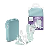 Philips Avent Babypflege-Set – Starter-Set mit 9 Zubehörteilen: Nagelknipser, Schere, 3 Nagelfeilen, Kamm, Haarbürste, Nasensauger und Fingerzahnbürste (Modell SCH401/00)