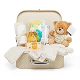 Baby Box Shop Babyparty Geschenk - 12 Baby-Essentials, Baby Geschenkset, Baby Geschenkkorb, Geschenke für eine Babyparty, Neugeborene Geschenkset, Neugeborenen Geschenk, Baby Geschenk Set - Creme