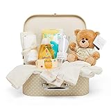 Baby Box Shop Babyparty Geschenk - 12 Baby-Essentials, Baby Geschenkset, Baby Geschenkkorb, Geschenke für eine Babyparty, Neugeborene Geschenkset, Neugeborenen Geschenk, Baby Geschenk Set - Creme