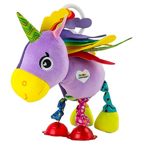 Lamaze Baby Spielzeug 'Ella, das Einhorn' Clip & Go, Greifling, Stoffspielzeug Kleinkind, Motorikspielzeug Beißen, Greifen & Geräusche Erzeugen, Geschenke zur Geburt, Babyspielzeug ab 0 Monaten