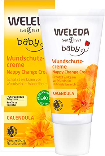 WELEDA Bio Baby Calendula Wundschutzcreme 30ml - Naturkosmetik Babypflege Windelcreme schützt empfindlicher Babyhaut im Windelbereich. Natürliche Hautpflege hilft bei gereizter Haut & Windelausschlag