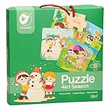 Classic World 4-in-1-Puzzle für Kinder, Naturholz, originelles Design, Lernspielzeug für Kinder, 43 Teile, verschiedene Schwierigkeitsgrade, ab 18 Mon